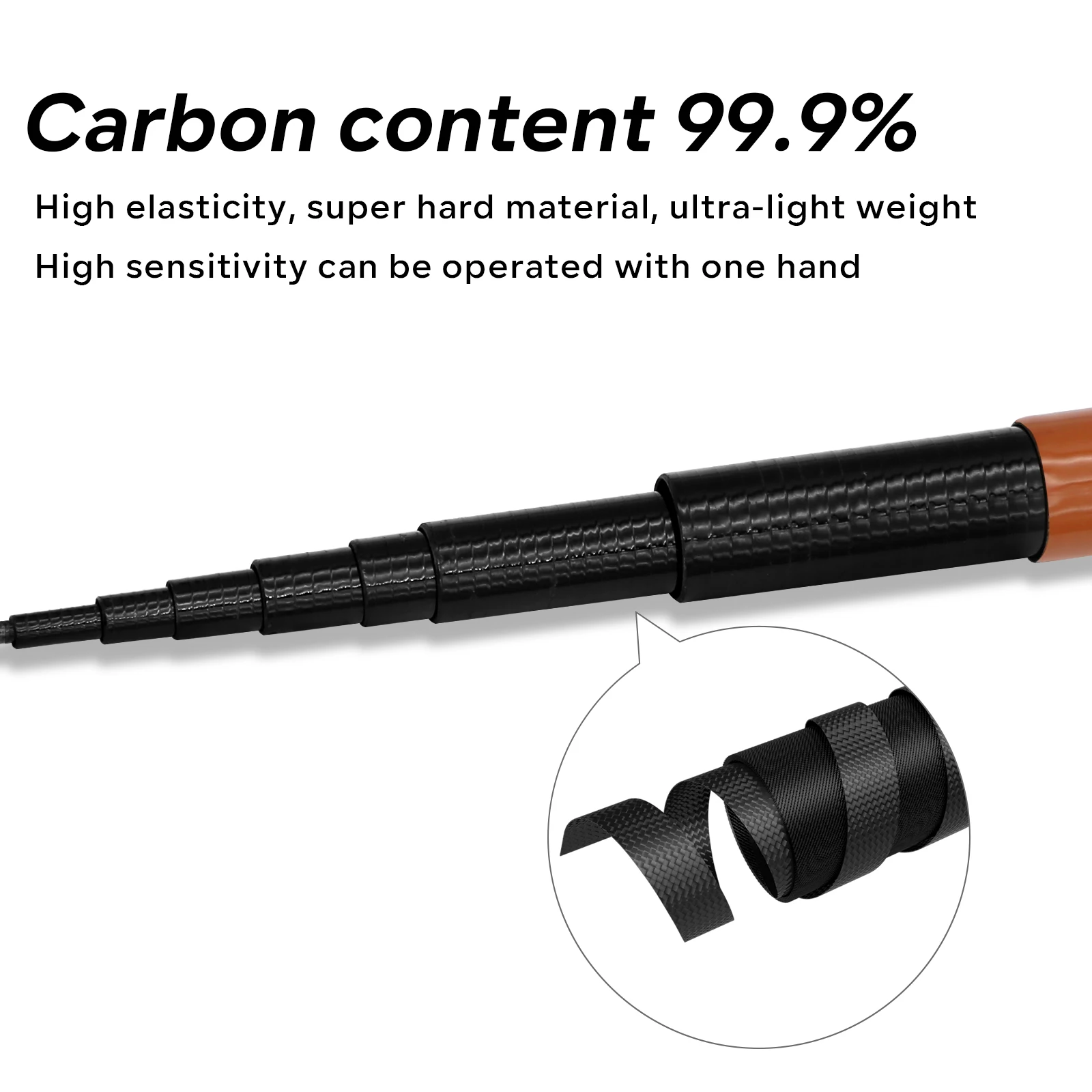 SANLIKE 2,1 m-5,1 m fibra de carbono ultraligera sección corta cañas de pescar telescópicas corriente de agua dulce cañas de pescar duras herramienta de pesca - imagen 3