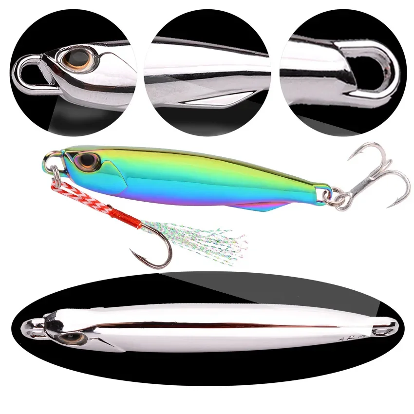 10 Uds. De plantillas de Metal con forma de cuchara, juego de Señuelos de Pesca coloridos, 7G, 10G, 15G, 20G, 30G, 40G, señuelo chapado en tierra, cebo Artificial para Pesca - imagen 2