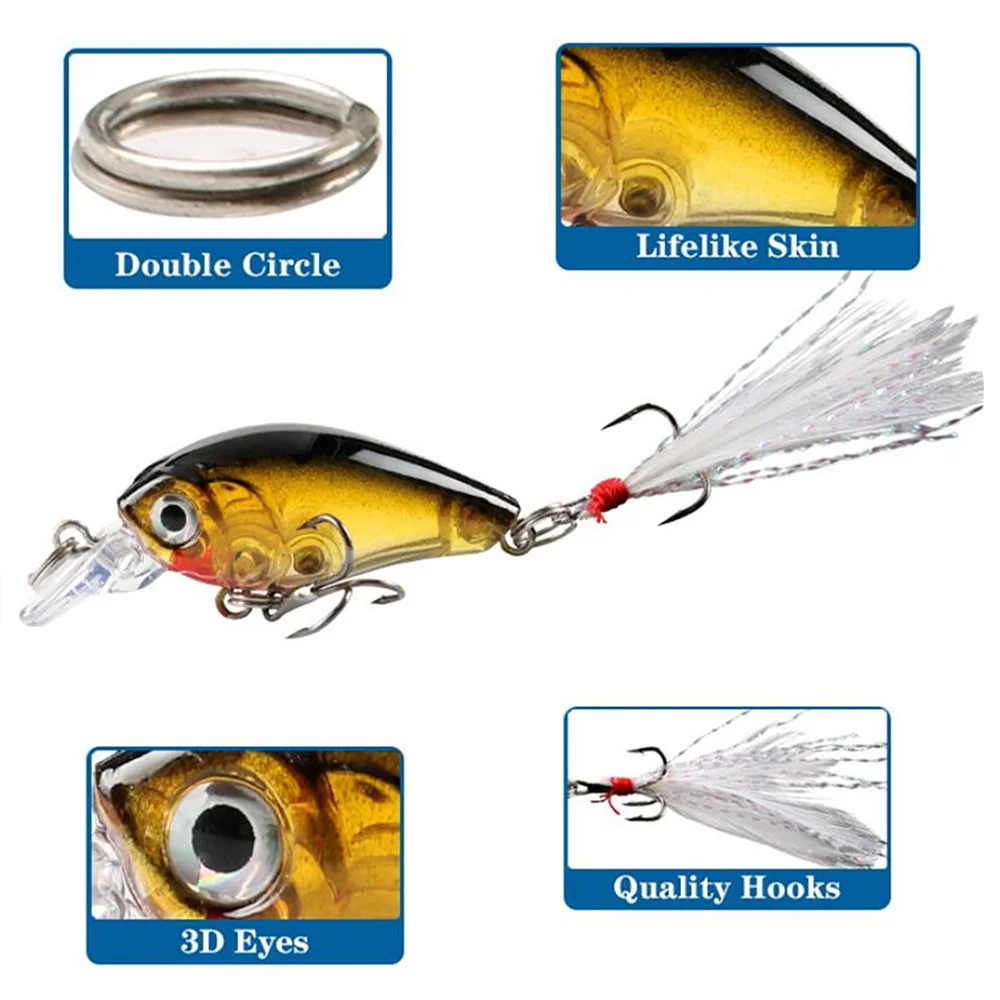 Señuelo de pesca de manivela flotante, Wobblers, 4,7 cm, 3,5g, cebo duro de plástico Artificial, calidad Crankbait, Lucio, Minnows, aparejos de pesca - imagen 3