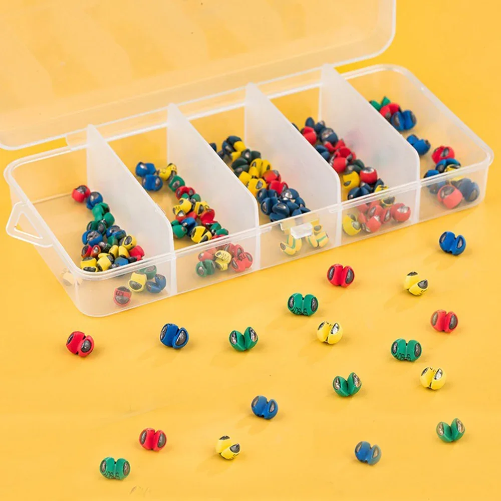 Juego de plomos de plomo con Clip rápido de goma recubierta, 50 Uds., boca abierta, pesas de pesca de agua salada, mordida redonda, sin línea de daños para equipo - imagen 4