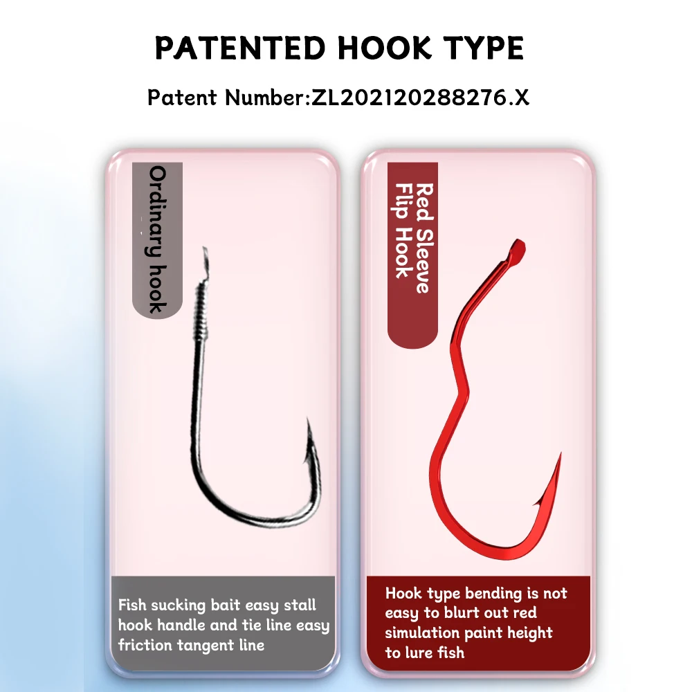 Anzuelo de pesca rojo de alto carbono con línea, anzuelo de línea abatible automático, doble afilado, púas, accesorios de pesca de carpa - imagen 3