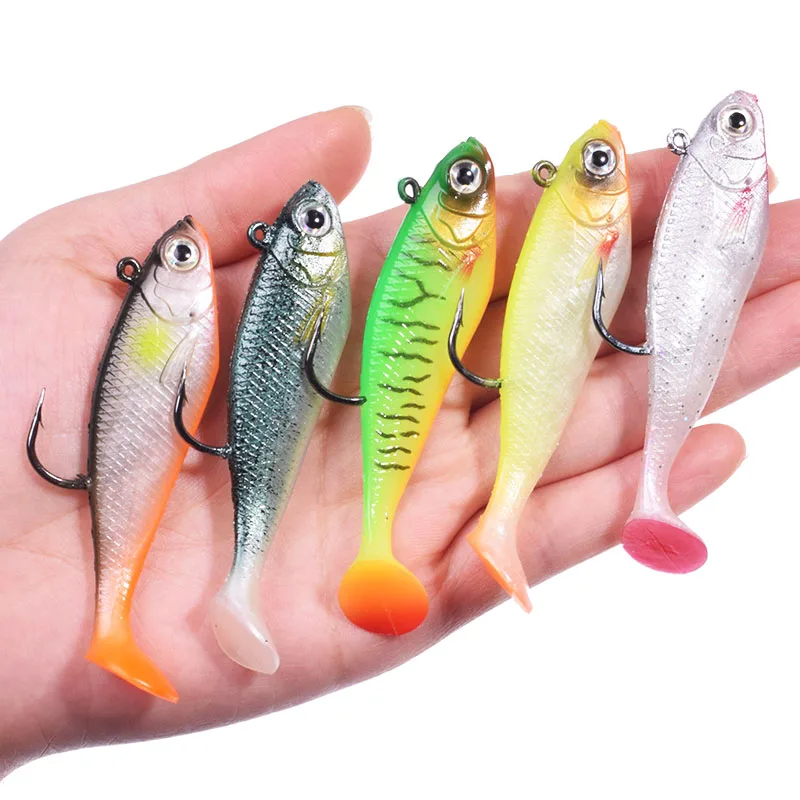 Señuelo de pesca de silicona suave, anzuelo con cabeza de plantilla, 75mm, 9,5g, Wobblers de goma Artificial, Swimbait para Sábalo, carpa, Leurre, 1 unidad - imagen 2