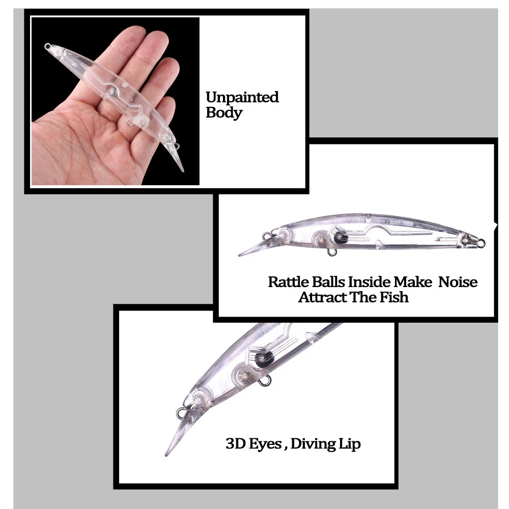 Chan'sHuang 20 piezas cebo en blanco sin pintar 13cm 15g sonajeros flotantes Wobbler Minnow DIY hecho a mano aparejos de señuelo de pesca Artificial - imagen 5