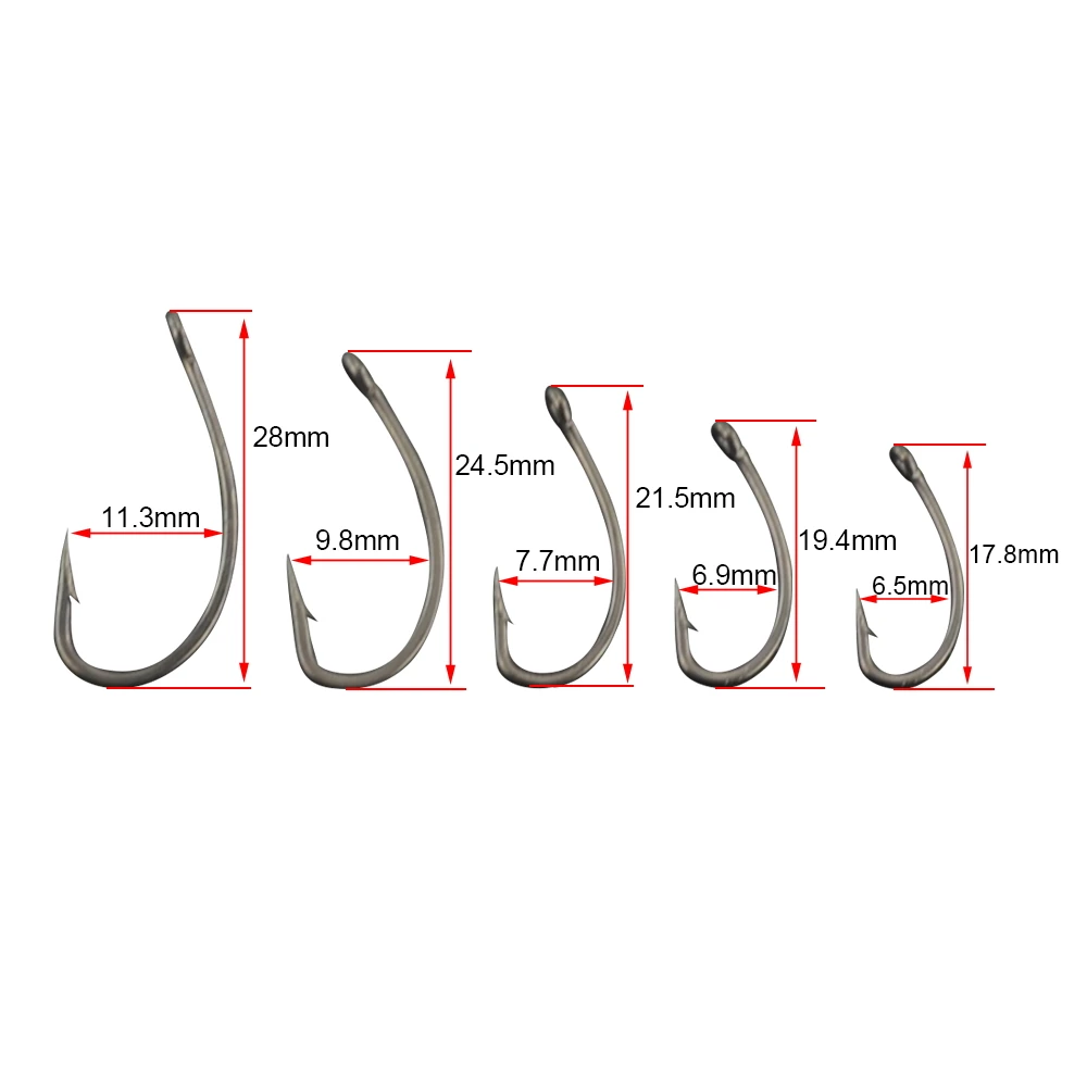 Anzuelo de púas de acero de alto carbono recubierto de PTFE, 75 piezas, con mezcla de ojos, accesorios de pesca de carpa X501 - imagen 4