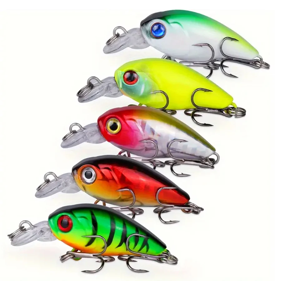 5 unids/caja Crankbait Señuelos de Pesca Set 3,8g Topwater Casting Minnow cebo Artificial duro Kit Wobblers para trucha lubina perca Pike - imagen 2