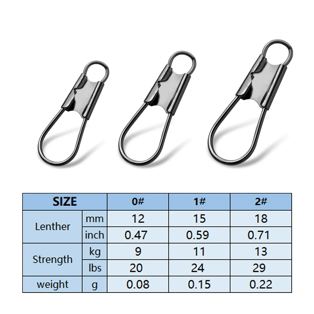 Broches de enclavamiento de pesca, 50 ~ 200 Uds., Clip de seguridad de acero inoxidable para pesca, conector de Clip rápido de cambio rápido para agua dulce y salada - imagen 5
