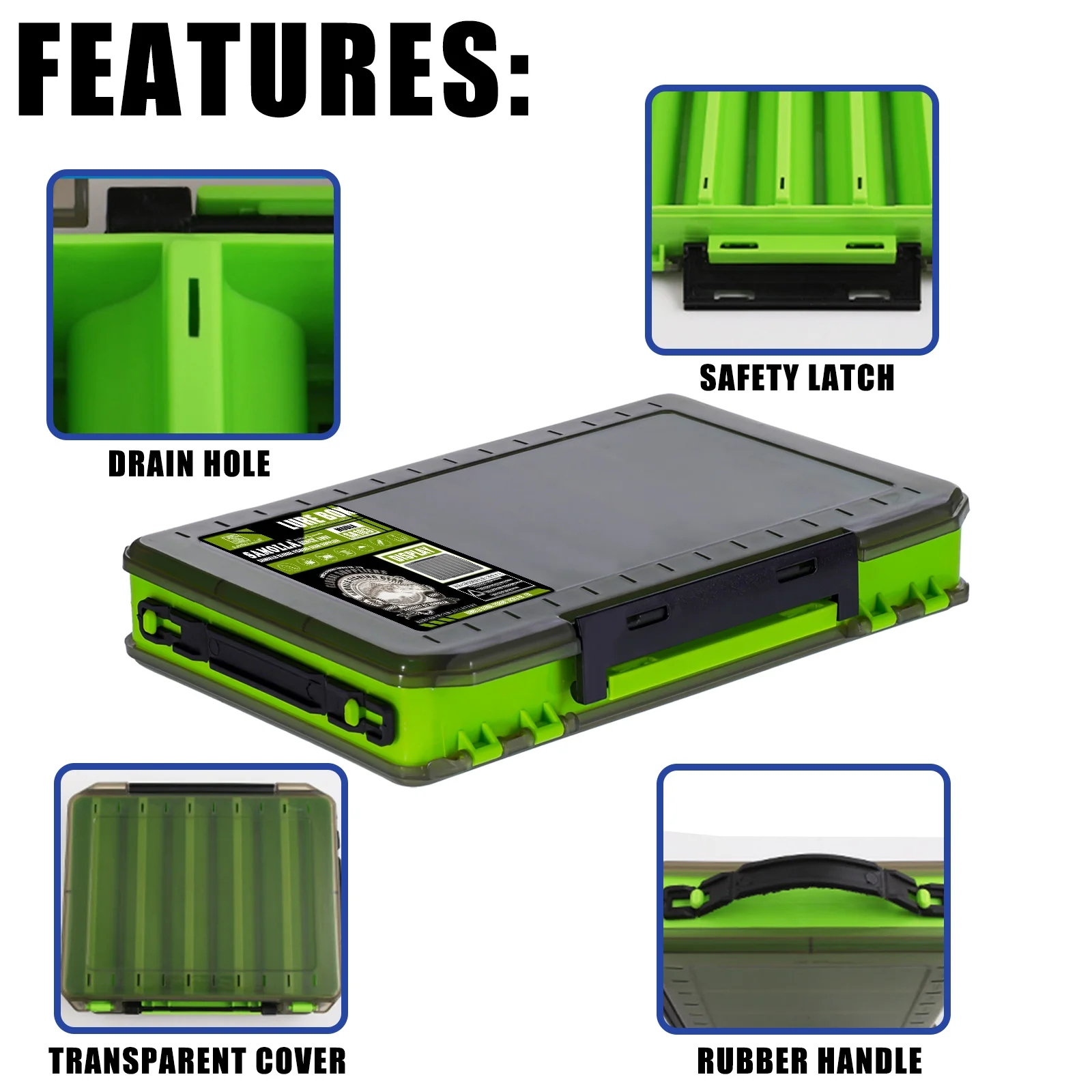 Caja de cebos para señuelos de doble cara, compartimentos grandes de pesca, accesorios de plástico, contenedor de aparejos de almacenamiento, organizador ajustable - imagen 5