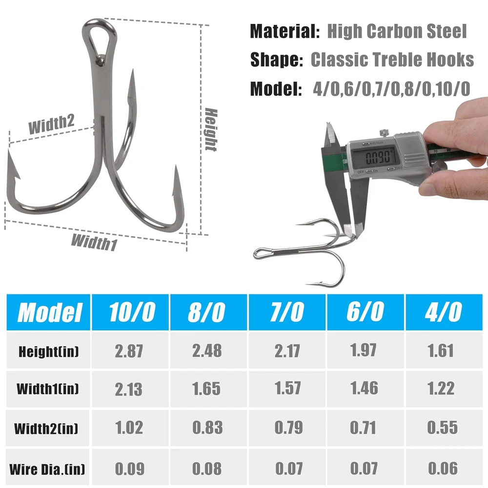70 Uds anzuelos triples grandes clásicos anzuelos triples grandes de agua salada anzuelos de púas plateadas para pesca de gran juego de tiburón Tuan 4/0-10/0 - imagen 3
