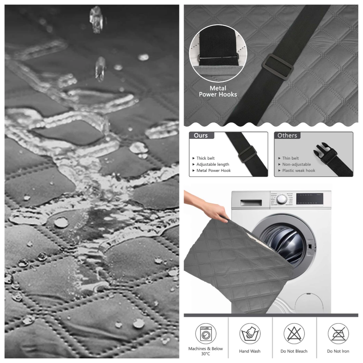 Funda de sofá 100% impermeable, fundas antideslizantes de 1/2/3/4 plazas, funda de sofá, Protector de muebles con correas elásticas para mascotas, gatos y perros - imagen 5