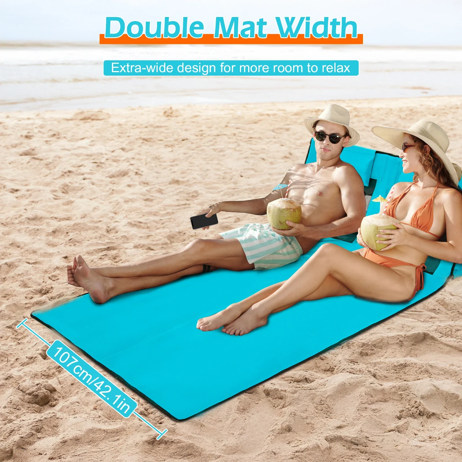 Cama de playa plegable Goture con reposacabezas, cama portátil ultraligera para exteriores, reclinable, para viaje, cama plegable para playa