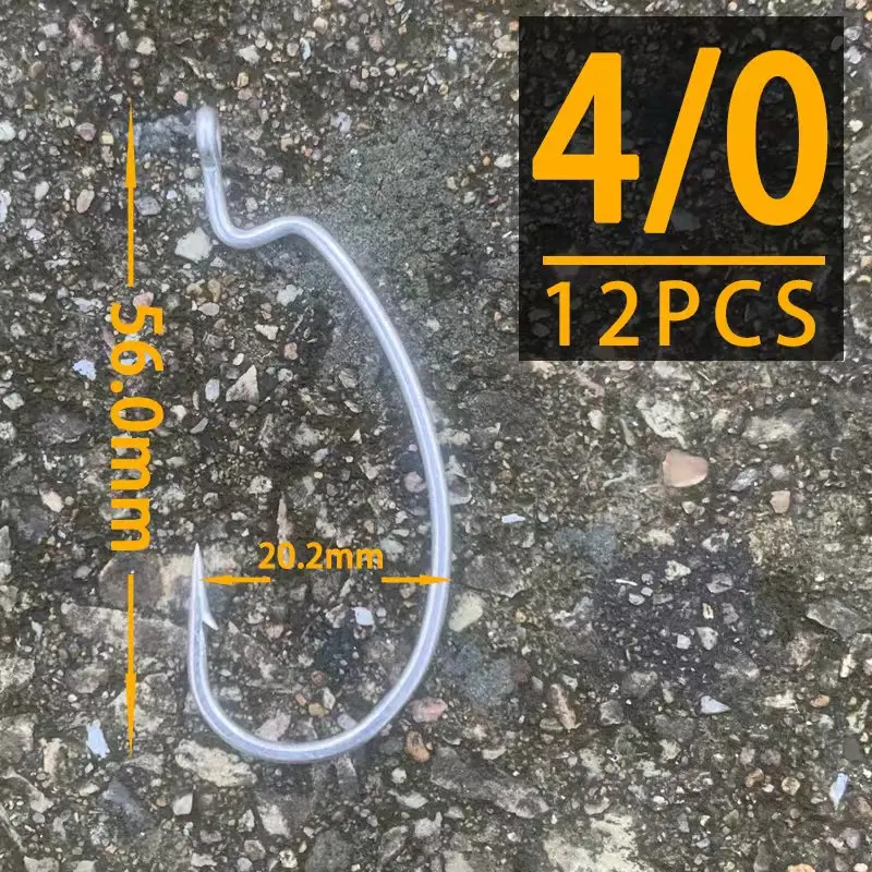 Higos de pesca HAIMALUO, anzuelo de gusano con anillos grandes, anzuelos de manivela de acero al carbono, accesorios de pesca para aparejos de señuelo suave - imagen 5