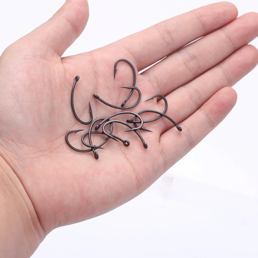 Anzuelos de púas con revestimiento de PTFE para pesca de carpa FISH KING 2 # 4 # 6 # 8 #   Ganchos para aparejos de pelo Chod de calidad para accesorios de competición - imagen 5