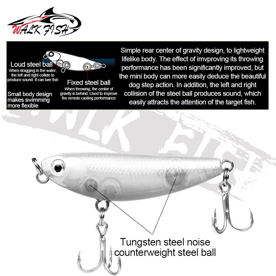 WALK FISH-señuelo de Pesca de lápiz flotante, cebo duro Artificial Wobbler, 5cm, 5g - imagen 3
