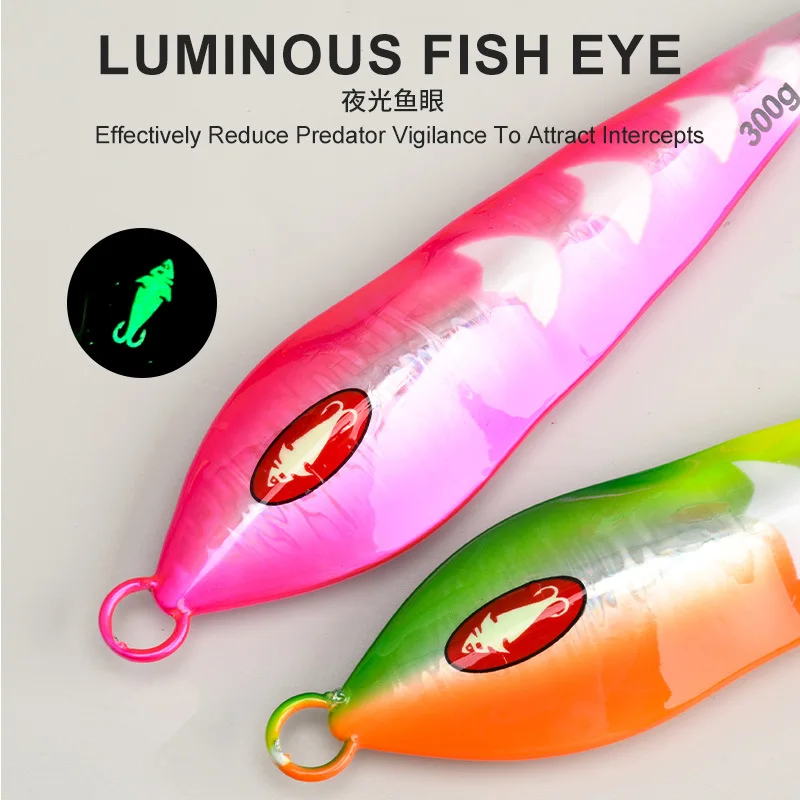 Señuelo de pesca de mar con plantilla de Metal, pesca en barco de aguas profundas, Jigging Vertical, cebo Artificial de paso lento, hundimiento rápido, 100g/200g/250g/300g - imagen 5