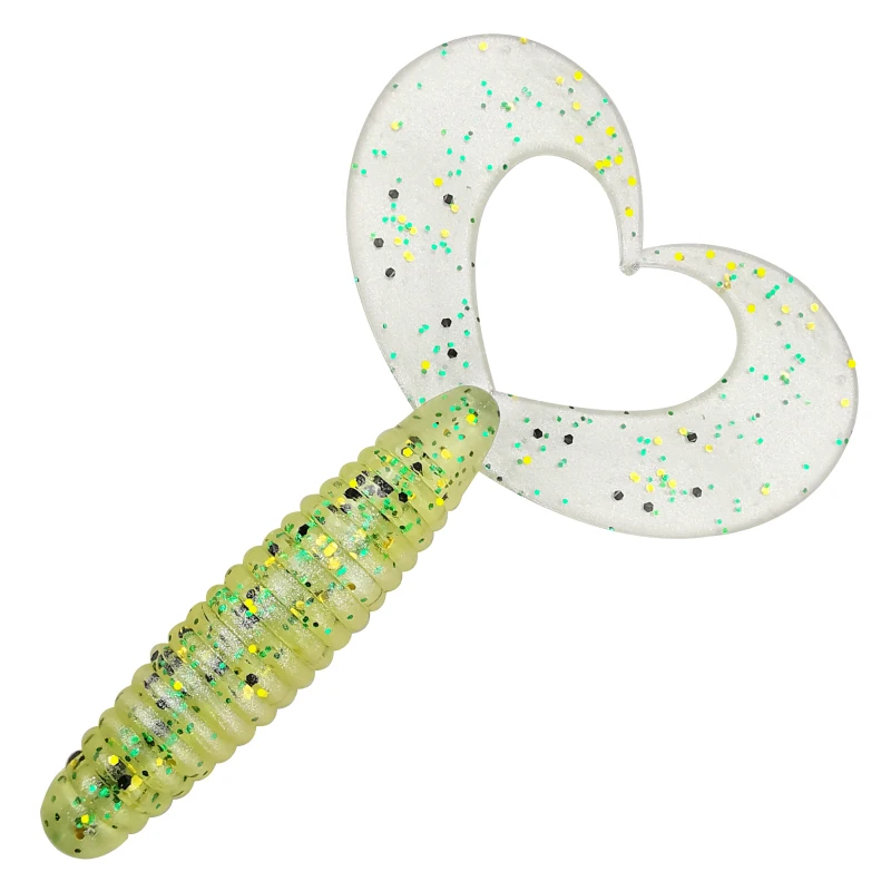 LUREHOLIC 2,8 "7 cm 12 piezas cebos de señuelo suave de cola doble para pesca de lubina cebo de gusano para cabeza de anzuelo, anzuelo de gusano - imagen 4