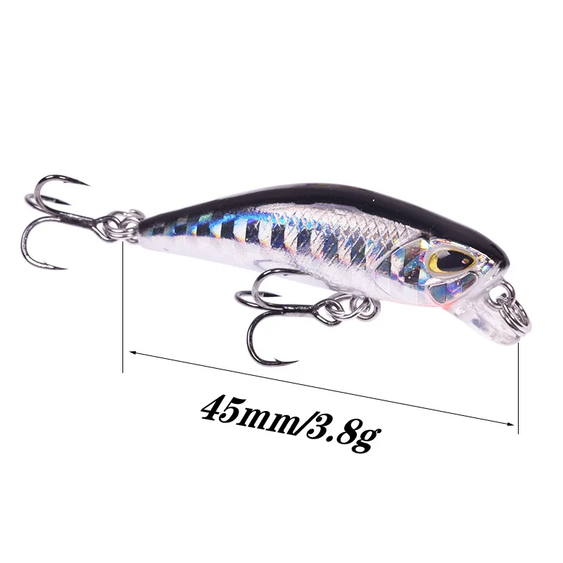 Mini Señuelos de Pesca, 1 piezas, 4,5 cm, 3,8g, Minnow, Wobbler, cabeza de lanza, hundimiento, curricán, Jerkbait, Swimbait, cebos artificiales, trucha, lubina - imagen 5