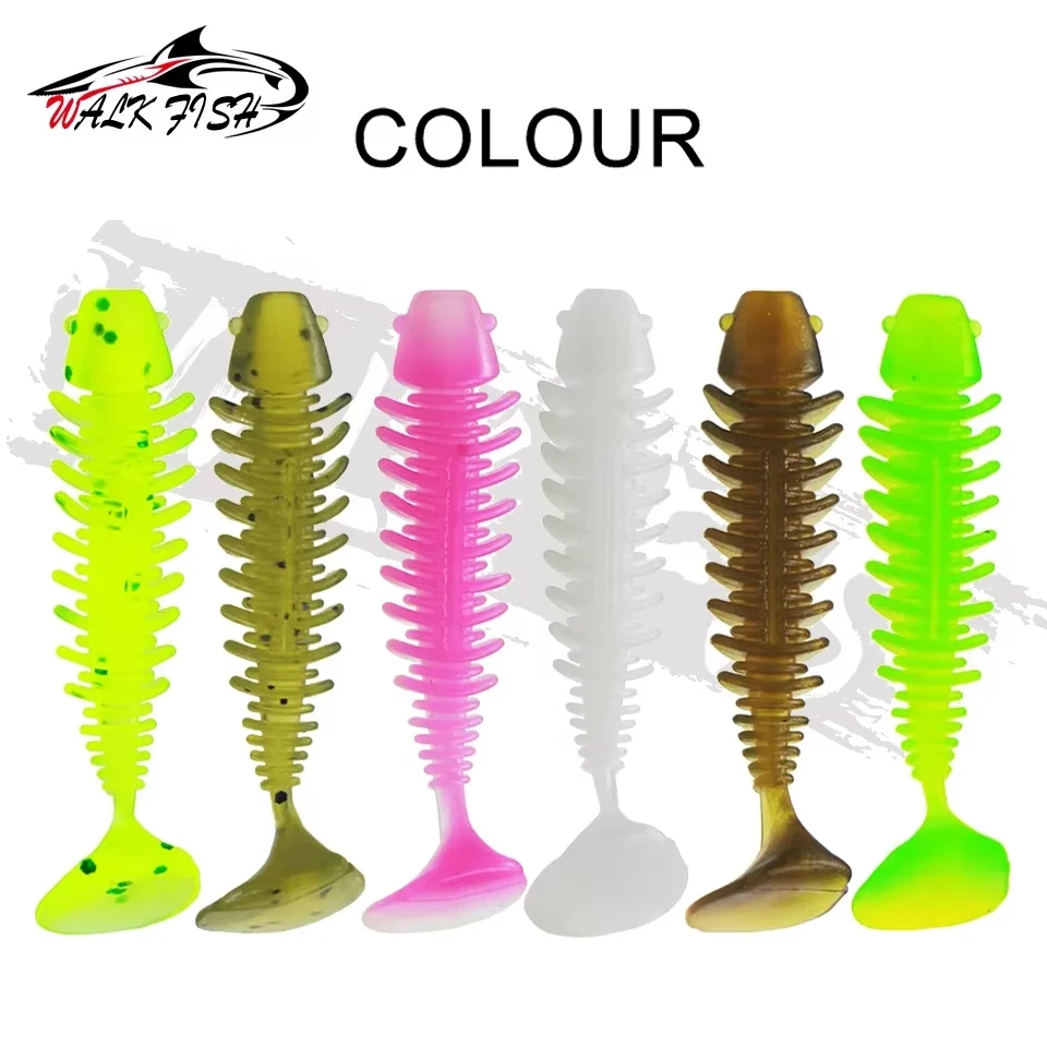 Walk Fish Señuelo de vinilo swimbait con cola en T para jig head - imagen 3