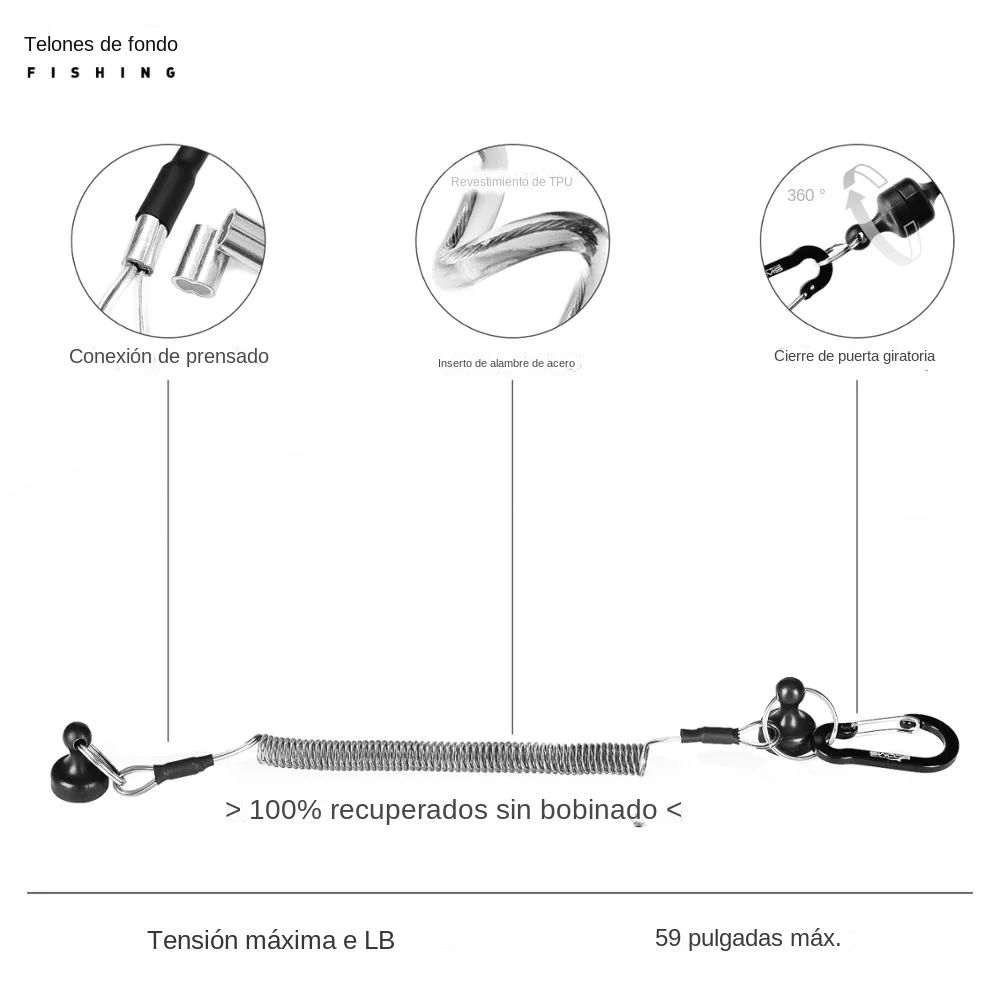 Booms Fishing MRC Soporte de red con clip de liberación magnética con herramienta de pesca Cordón en espiral 1,5 m Negro - imagen 5