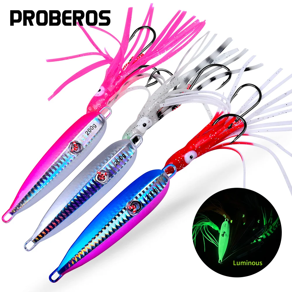 Proberos Señuelo Slow Pitch Jigging luminoso con anzuelo doble