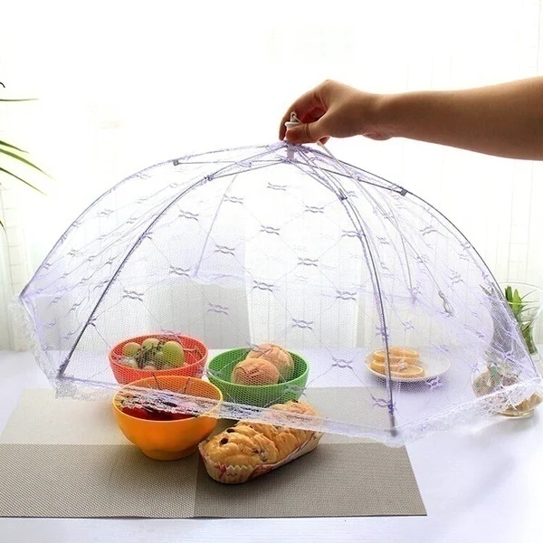 Cubierta para comida estilo paraguas desplegada