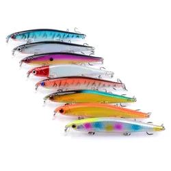 10 Uds. Señuelo de hundimiento lento Minnow 13,5G fundición súper larga ruidosa sonajero grano Chartreuse Bass cebo falso cebo duro