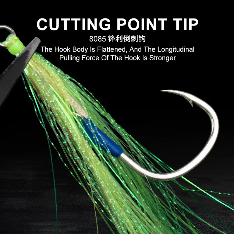 OBSESSION HK029 3 unids/bolsa 2/0 3/0 4/0 5/0 UV alto reflectante brillante alambre suave anzuelo de pesca de alto carbono anzuelos de ayuda de Jigging pesados - imagen 5
