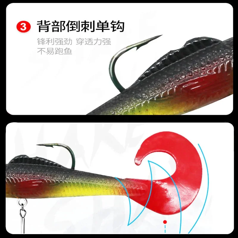 1 unidad de cebo Swimbait Artificial Jig, Wobblers de silicona suave, accesorios de señuelo de pesca para agua dulce de mar para lubina, carpa, aparejos de Lucio - imagen 5