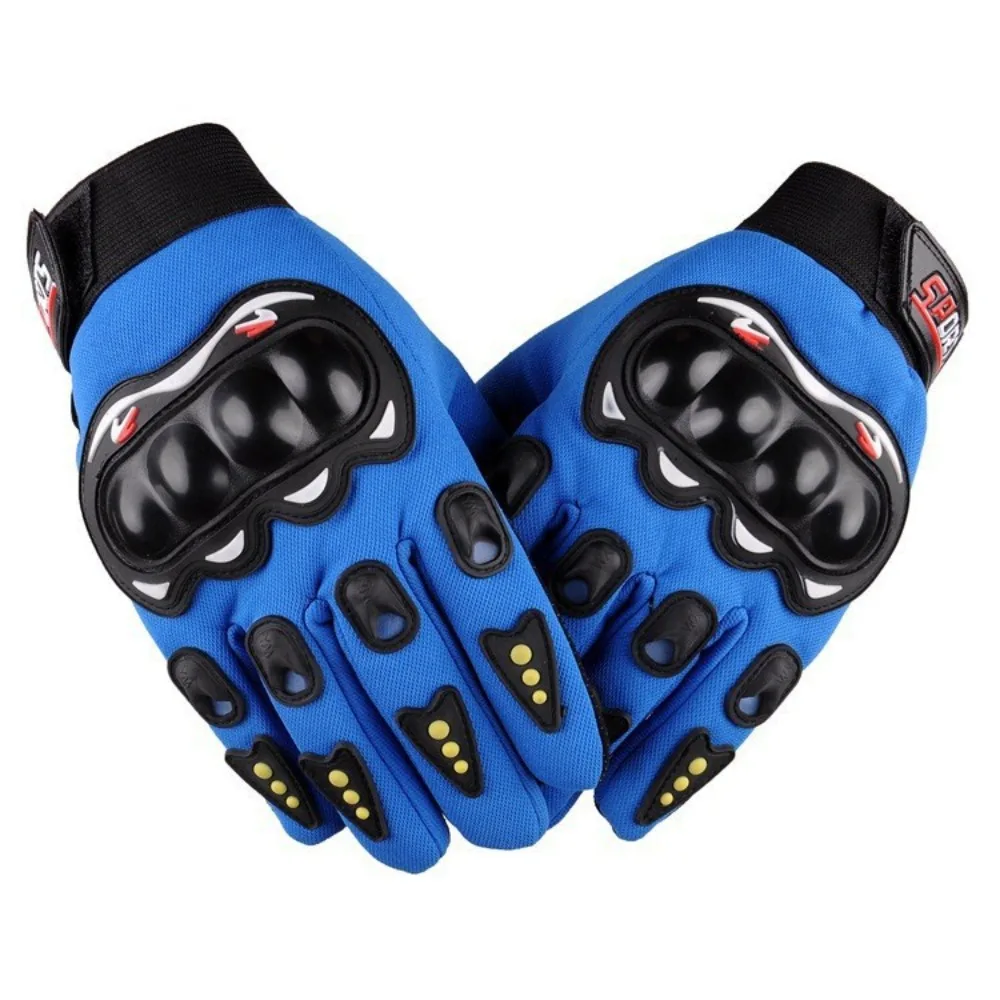 Guantes de poliéster para motociclismo, guantes de ciclismo resistentes al desgaste, color negro, azul y rojo, antideslizantes, transpirables, mitones de medio dedo completo - imagen 3