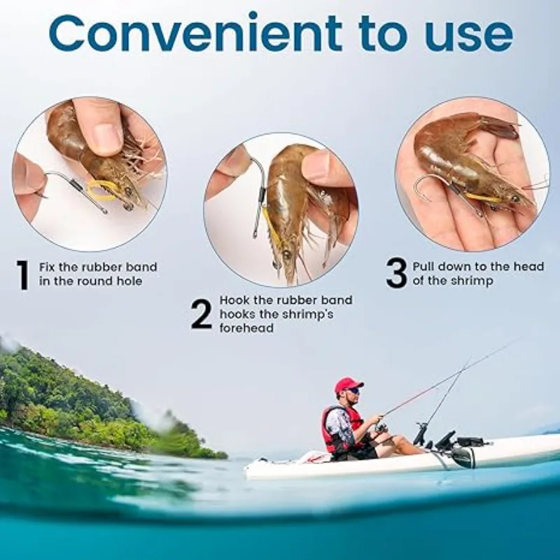 Anzuelo para camarones vivos - Anzuelo de púas para pesca en agua salada/agua dulce - Diseñado para lubina, atún, bagre y lubina rayada - imagen 5