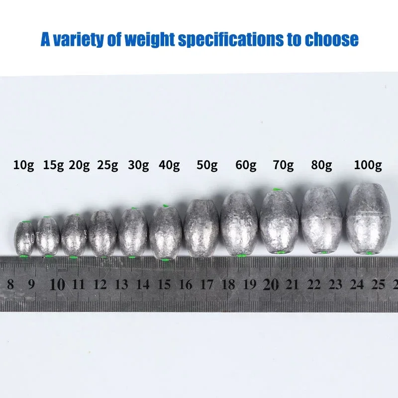 Plomo de plomo en forma de oliva, peso de pesca de plomo hueco de 1g-10g con conector de gancho de tubo de plástico, accesorios de aparejos de pesca, 10 Uds. - imagen 2