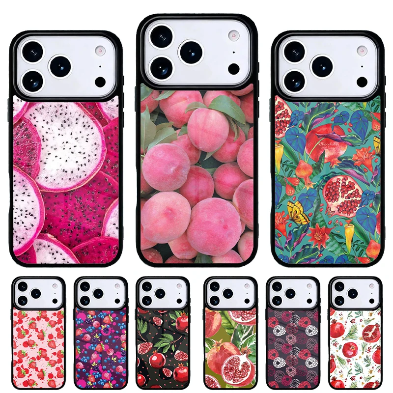 Funda iPhone diseño frutas verano – Limón melocotón granada uva