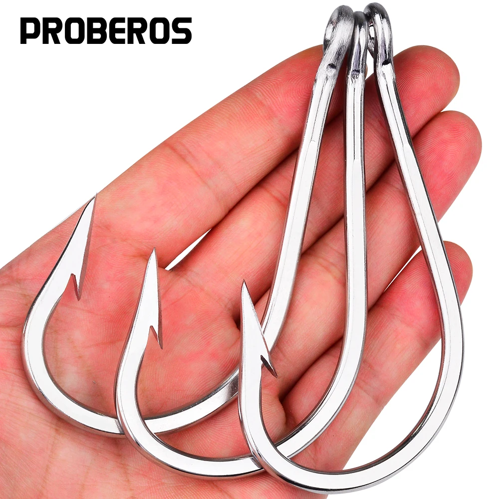 PROBEROS 5 ganchos de acero inoxidable para atún de agua salada, ganchos circulares fuertes extra forjados 6X - imagen 5