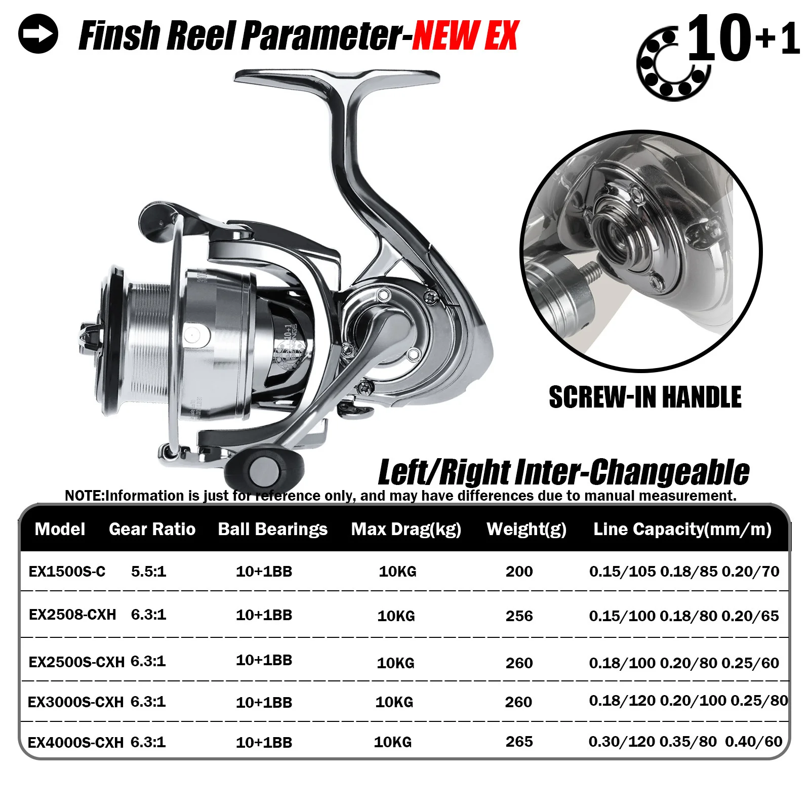 Molinete-carrete de pesca giratorio superligero, bobina de 10 + 1BB 6,3: 1, aparejos impermeables, rodamiento de acero inoxidable, para agua salada - imagen 3