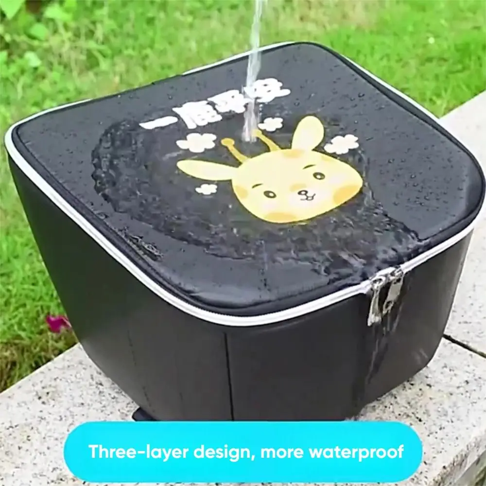 Forro de cesta de bicicleta negro, bolsa de cesta delantera de bicicleta con patrón de dibujos animados impermeable, bolsa de almacenamiento de cesta de bicicleta a prueba de sol, bicicleta eléctrica - imagen 2