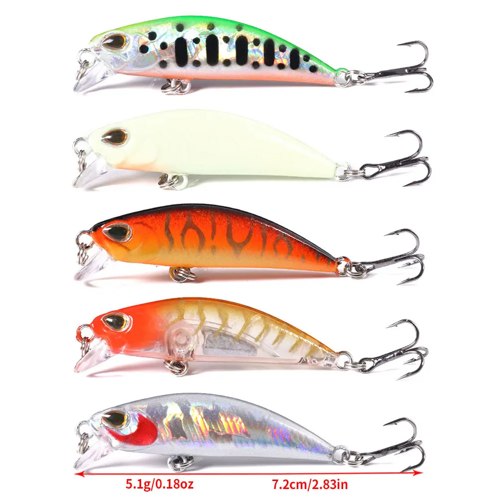5 uds 5,8 cm 5,4g Kit de Señuelos de Pesca hundimiento Minnow trucha cebo Artificial manivela cebo lubina carpa Lucio aparejos de pesca