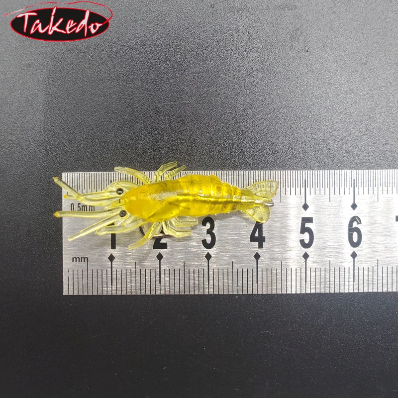 TAKEDO 10 Uds 4,5 CM 1,3G señuelo de camarón suave con gancho de cuerda señuelo suave para cebo biónico de perca de lubina, cebo Camarao - imagen 3