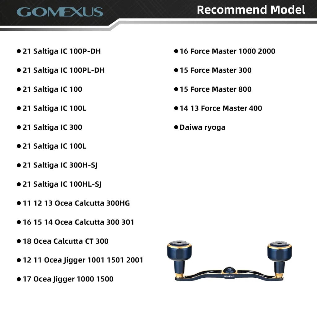 Gomexus-Mango para carrete de Baitcasting Daiwa Saltiga IC 130mm, mango doble con perillas de aluminio - imagen 2