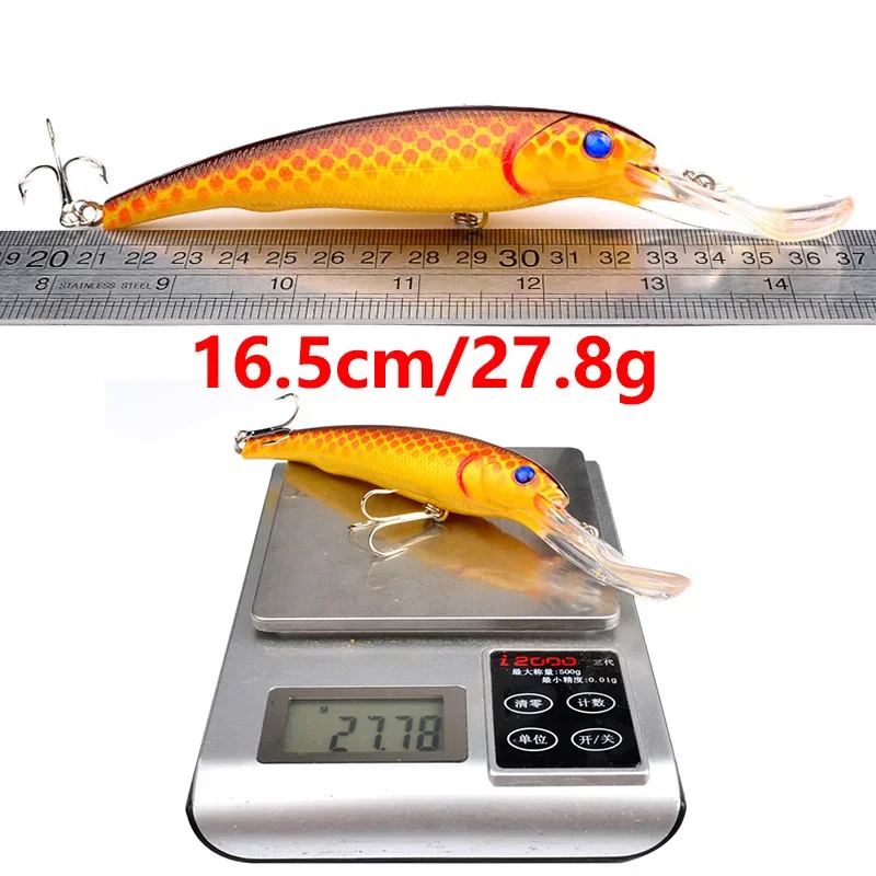 Señuelo de pesca Minnow, 1 unidad, 16,5 cm, 28g, Wobblers flotantes para curricán, Swimbait, cebo duro Artificial para lubina, aparejos de Crankbait - imagen 2