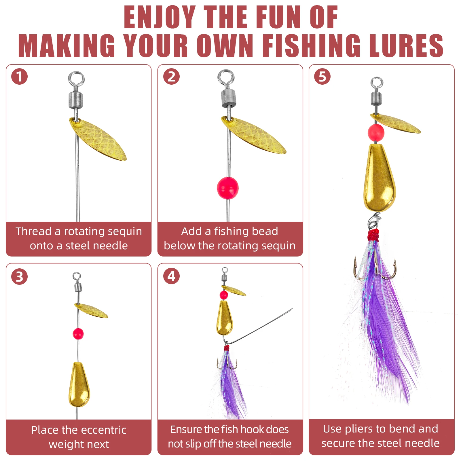 FREE FISHER Spinnerbaits de cuchara con pluma y anzuelos triples - imagen 3
