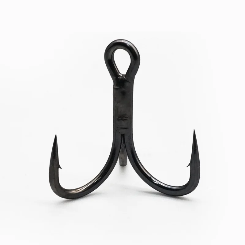 Anzuelos de piezas para pesca en el mar, 4 anzuelos triples fuertes de acero con alto contenido de carbono, níquel blanco y negro, anzuelos afilados con púas, 100 - imagen 5