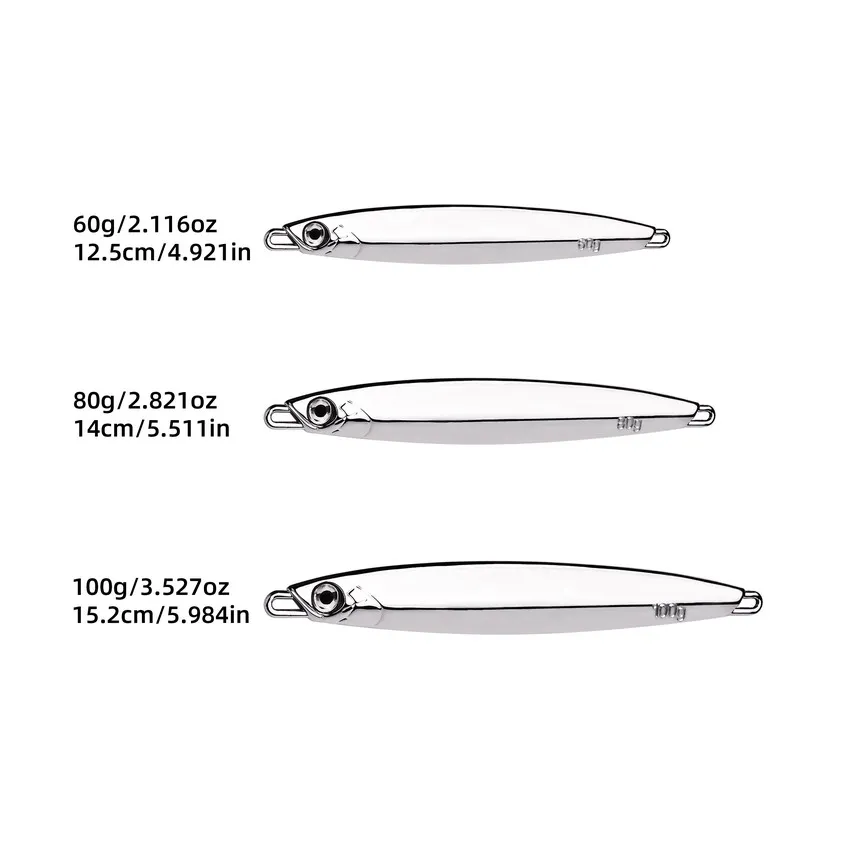 Señuelo de Jigging Shore de Metal, 60g, 80g, 100g, cebo de Jigging de fundición larga, Wobbler de pesca para lubina, juego grande, señuelos que se hunden - imagen 2
