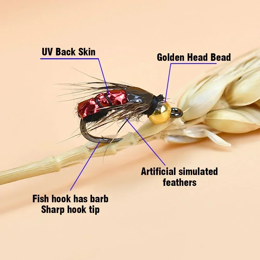 MNFT Mosca Ninfa Scud – Cuentas de hundimiento rápido para trucha - imagen 2