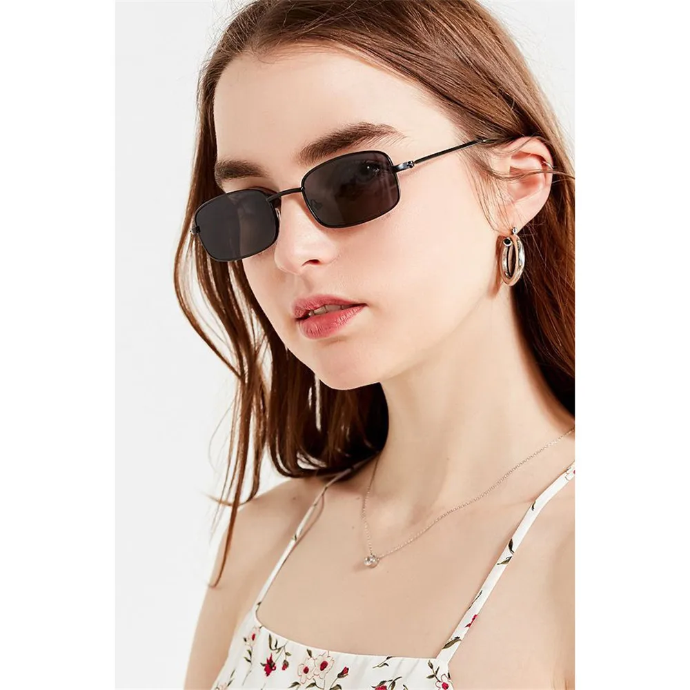 Gafas clásicas con lentes transparentes, gafas de sol rectangulares Vintage, gafas de sol de Metal, gafas de sol de marca, gafas de sol ovaladas pequeñas para mujer - imagen 3