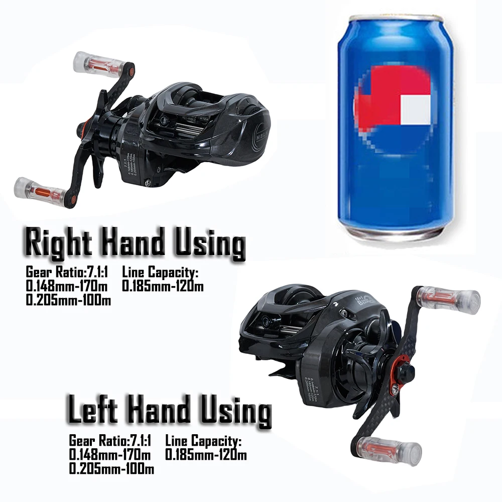 MBLN, koolstofvezel baitcasting-molen, 133 g, 7.1:1,10+1BB, magnetische remmolen, duurzaam en soepel, krachtige werpvissen - imagen 5