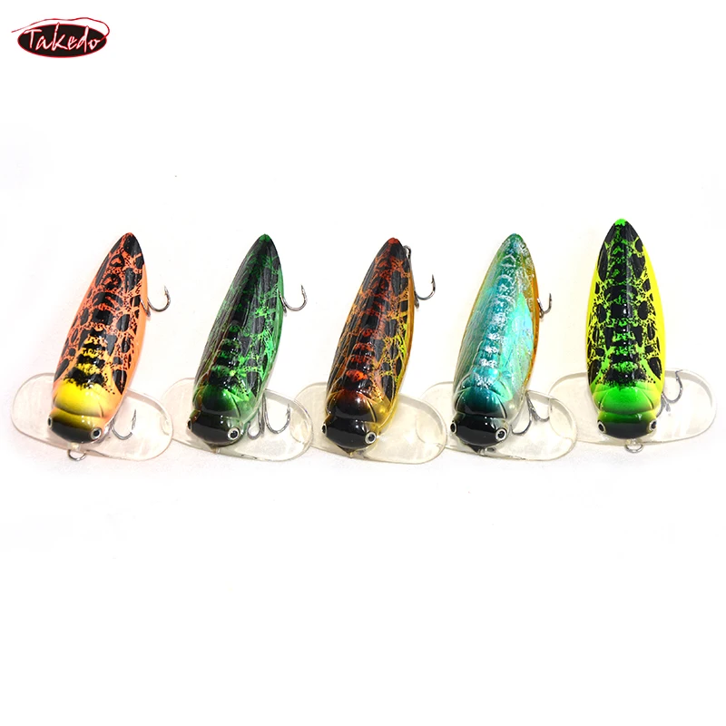 TAKEDO RL15 Topwater Wobbler cigarra cebo biónico insecto Popper señuelo de pesca con mosca cigarra ala Artificial Crankbait para Lucio - imagen 3
