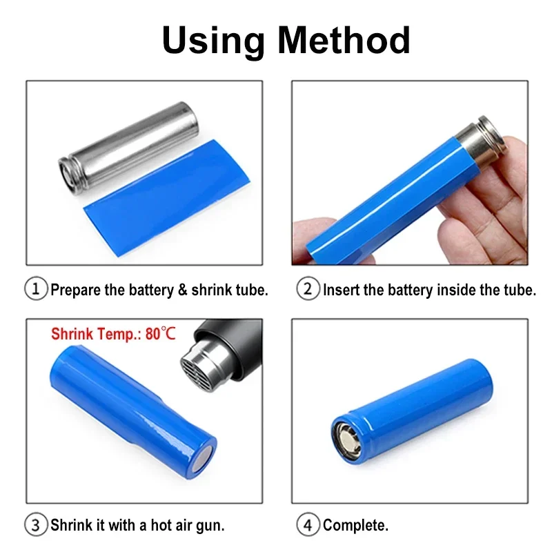 25-1000 Uds. Envolturas de batería precortadas 26650 Tubo termorretráctil de PVC caja de película de batería de envoltura termorretráctil aislada de contracción rápida - imagen 5
