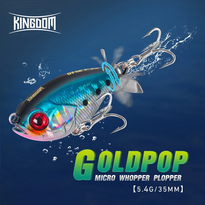 Kingdom Propeller-señuelo de pesca Topwater Popper, 35mm, 5,4g, Wobblers, cebos duros artificiales para trucha, Lucio, lápiz flotante