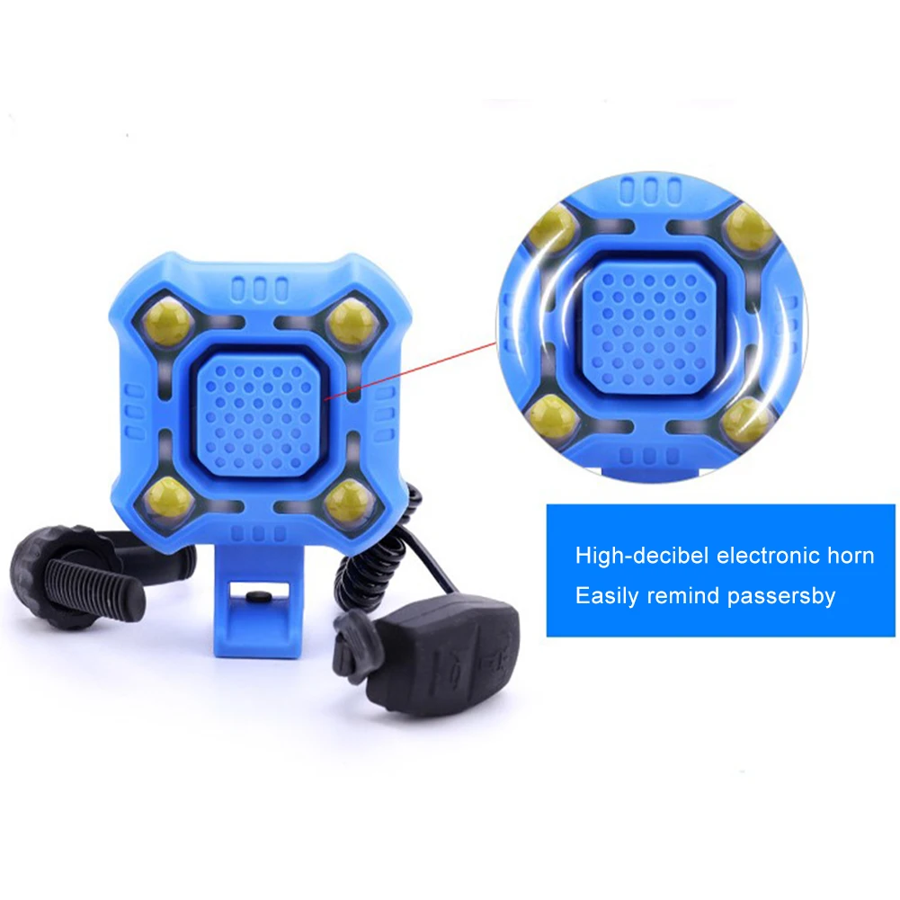 Timbre de bicicleta de 140dB con 4 lámparas, faro recargable, bocina eléctrica de 1200mAh, resistente al agua, para bicicleta de montaña - imagen 3