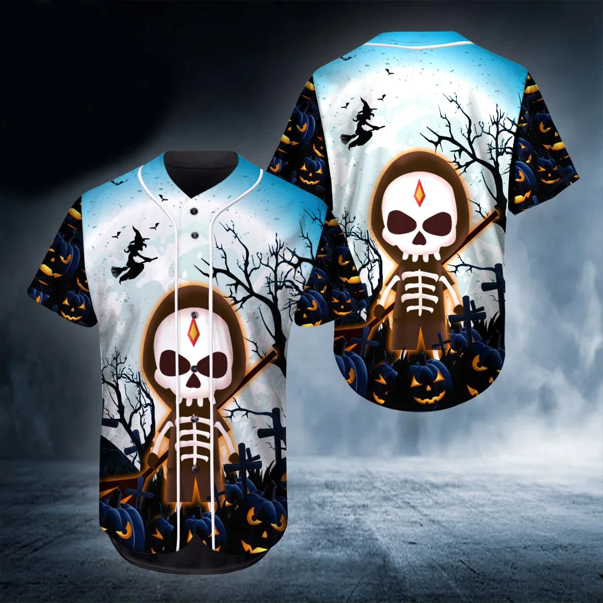 PLstar Cosmos Happy Halloween Skull 3D completamente impreso camisas Jersey de béisbol camisa de béisbol para hombre amor cráneo regalo BQS03