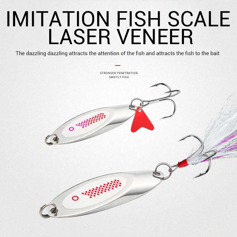 Señuelos de cuchara de Metal, cebo duro de lentejuelas artificiales, aparejos de pesca de trucha, agua salada, 7g-80g, gran oferta - imagen 4